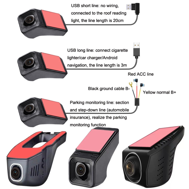 Hidden Driving Recorder WiFi Phone Connecting Car Parking Monitoring 1080P HD Recorder, M1, M8