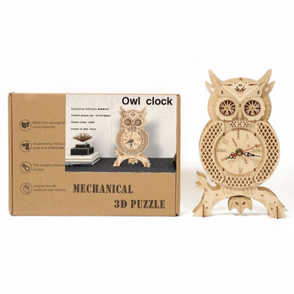 Owl Clock 3D Wooden Puzzle Toys DIY Handmade Ornaments, Owl Clock