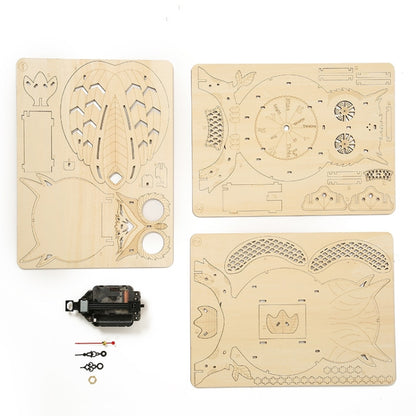 Owl Clock 3D Wooden Puzzle Toys DIY Handmade Ornaments, Owl Clock