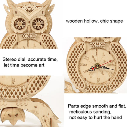 Owl Clock 3D Wooden Puzzle Toys DIY Handmade Ornaments, Owl Clock