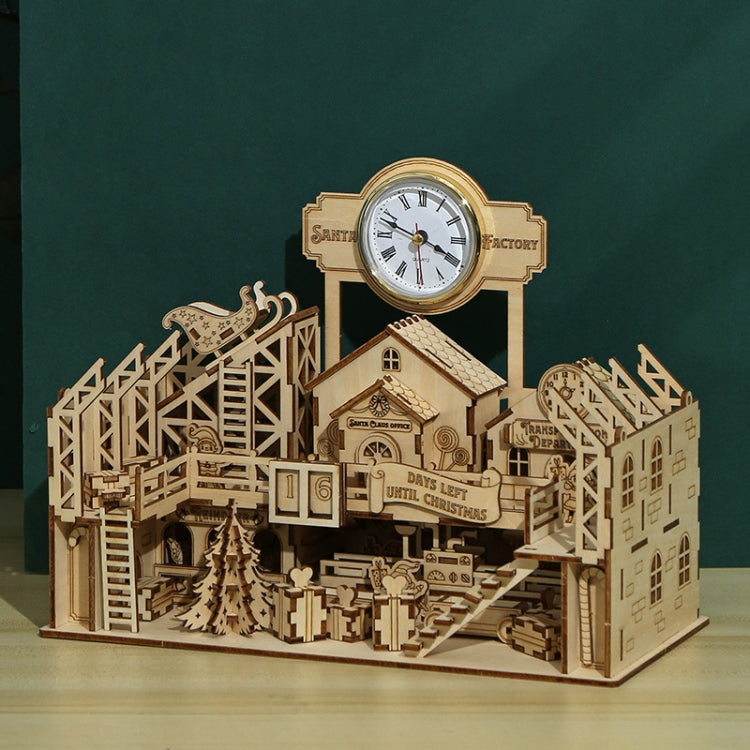 Santa Claus Factory 3D Wooden Puzzle Toys DIY Handmade Ornaments, Santa Claus Factory