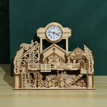 Santa Claus Factory 3D Wooden Puzzle Toys DIY Handmade Ornaments, Santa Claus Factory