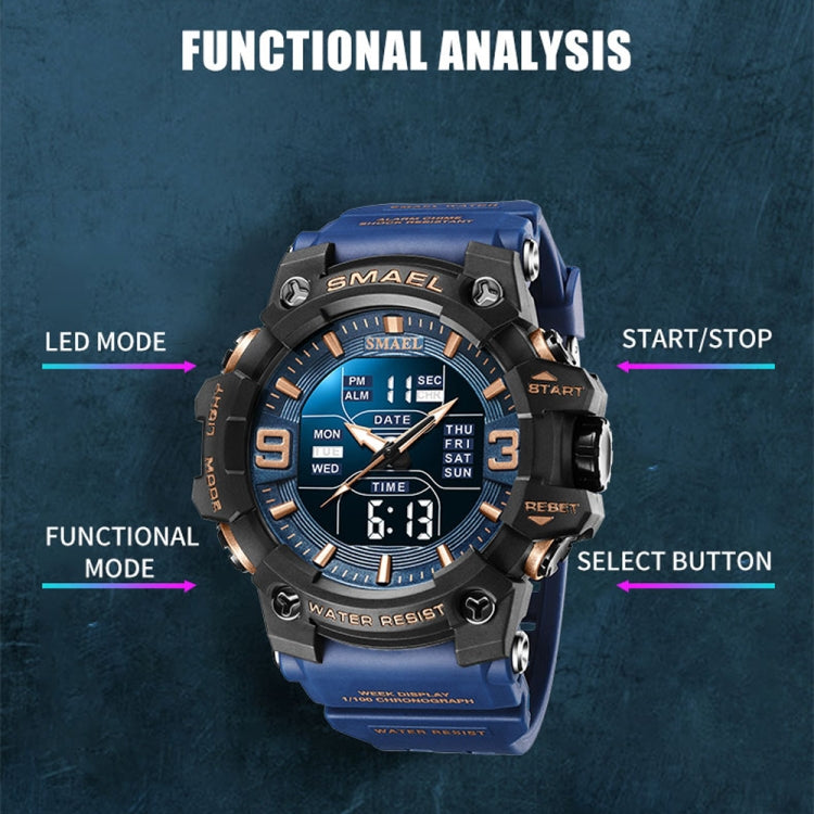 SMAEL 8049 Waterproof Sports Watch Men Multi-function Night Light Electronic Watch