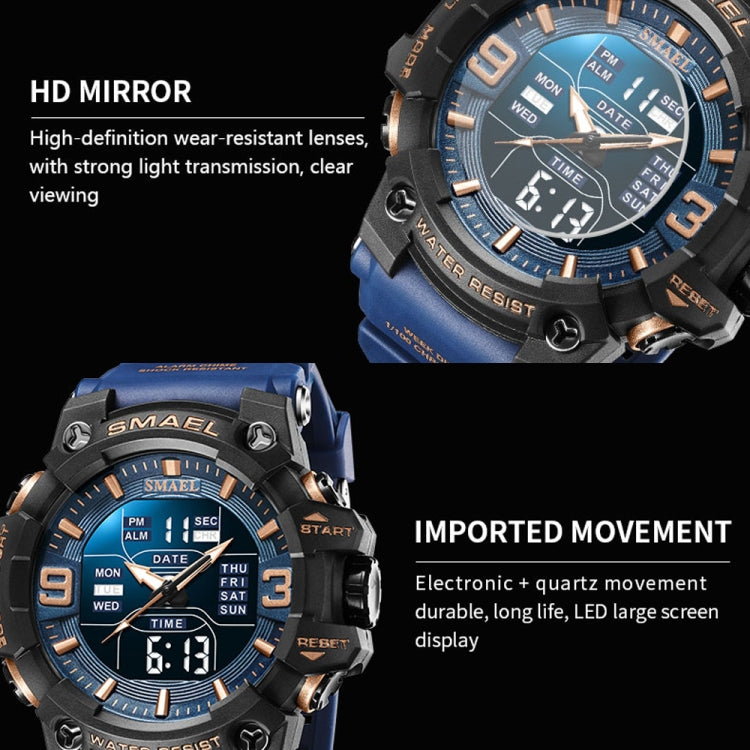 SMAEL 8049 Waterproof Sports Watch Men Multi-function Night Light Electronic Watch