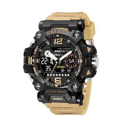 SMAEL 8072 Alloy Outdoor Multifunctional Electronic Watch Men Dual Display Waterproof Watch