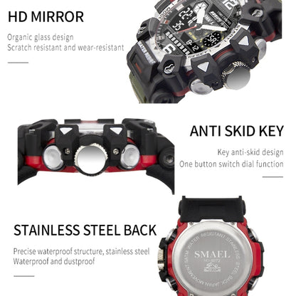 SMAEL 8072 Alloy Outdoor Multifunctional Electronic Watch Men Dual Display Waterproof Watch