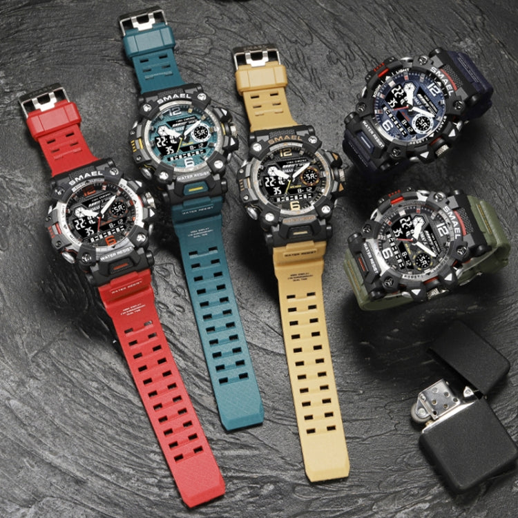 SMAEL 8072 Alloy Outdoor Multifunctional Electronic Watch Men Dual Display Waterproof Watch