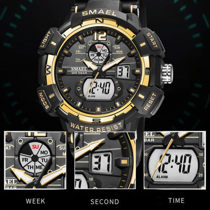 SMAEL 8045 Outdoor Waterproof Time Sports Luminous Dual Display Watch