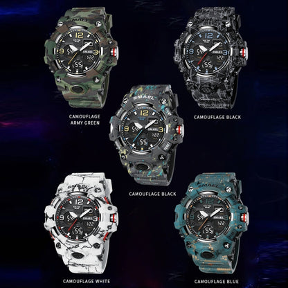 SMAEL 8008 Outdoor Waterproof Camouflage Sports Electronic Watch Luminous Multi-function Waist Watch, Camouflage Army Green, Camouflage White, Camouflage Black, Camouflage Gray, Camouflage Dark Green
