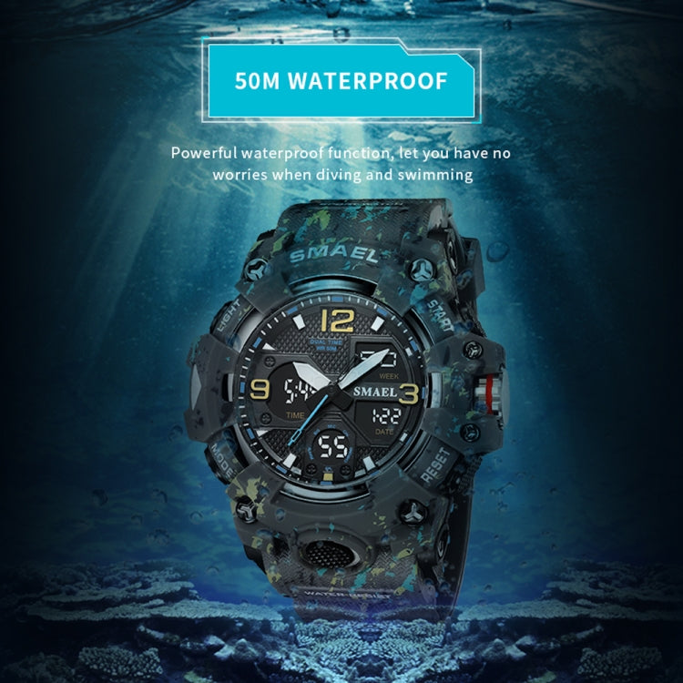 SMAEL 8008 Outdoor Waterproof Camouflage Sports Electronic Watch Luminous Multi-function Waist Watch, Camouflage Army Green, Camouflage White, Camouflage Black, Camouflage Gray, Camouflage Dark Green
