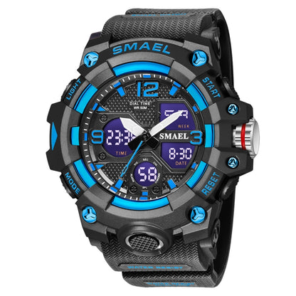 SMAEL 8008 Outdoor Sports Multifunctional Waterproof Luminous Men Watch, Red, Black, Orange, Fluorescent Green, Deep Blue, Grass Green, Black Gold, Rose Gold, Black Blue