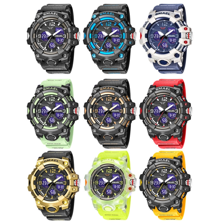SMAEL 8008 Outdoor Sports Multifunctional Waterproof Luminous Men Watch, Red, Black, Orange, Fluorescent Green, Deep Blue, Grass Green, Black Gold, Rose Gold, Black Blue