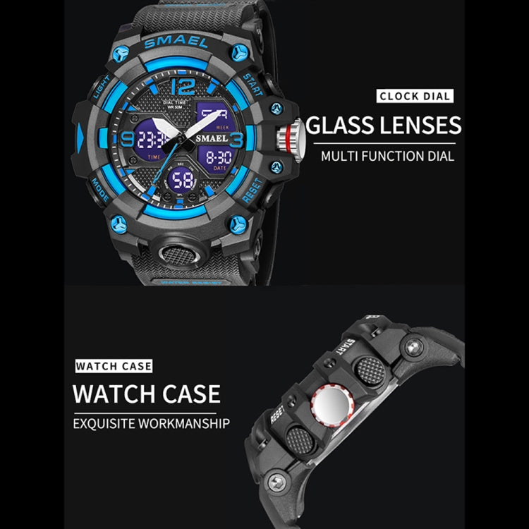 SMAEL 8008 Outdoor Sports Multifunctional Waterproof Luminous Men Watch, Red, Black, Orange, Fluorescent Green, Deep Blue, Grass Green, Black Gold, Rose Gold, Black Blue
