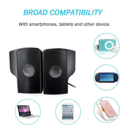 Mini Clip-On USB Stereo Speaker Soundbar for Notebook Laptop PC Desktop Tablet, Mini Clip-On