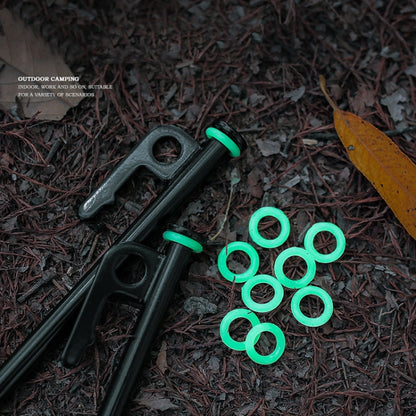 100pcs Outdoor Camping Nail Luminous Circle Multifunctional Silicone Reflective Warning Ring, Luminous Circle
