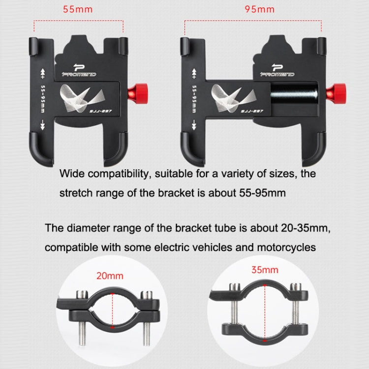 PROMEND SJJ-297 Aluminum Alloy Rotation Adjustable Bicycle Mobile Phone Bracket, SJJ-297