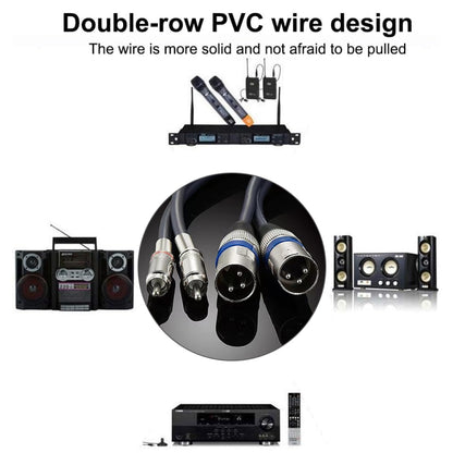 2RCA Male 2XLR Caron Male Speaker Audio Balance Cable, Length:, 0.5m, 1m, 1.5m, 2m, 3m, 5m, 10m, 20m