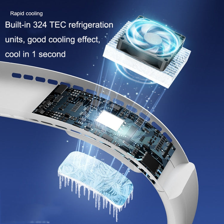 F63 Semiconductor Cooling Hanging Neck Fan USB Silent Outdoor Mini Fan, F63 White, F63 Blue