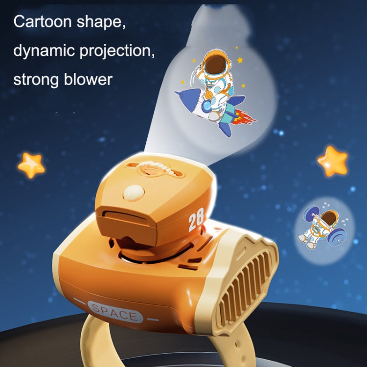 Children Spaceship Cartoon Watch Fan Projection USB Portable Bladeless Wrist Fan, Spaceship(Blue), Spaceship(Pink), Spaceship(Orange)