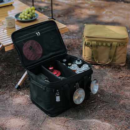 Camping Waterproof Tableware and Kitchenware Storage Bag Multifunctional Picnic Bag, Kitchenware Bag(Black), Kitchenware Bag(Khaki)