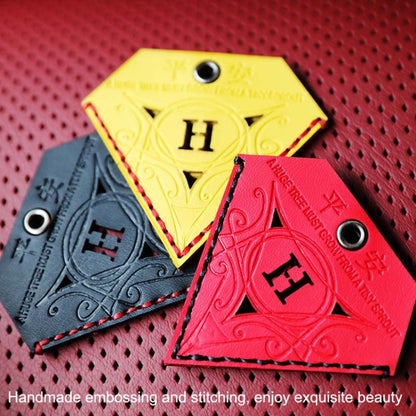 Car Pendant Triangular Ping An Charm Bag Leather Rearview Mirror Ornament, Triangular Red, Triangular Yellow, Triangular Black