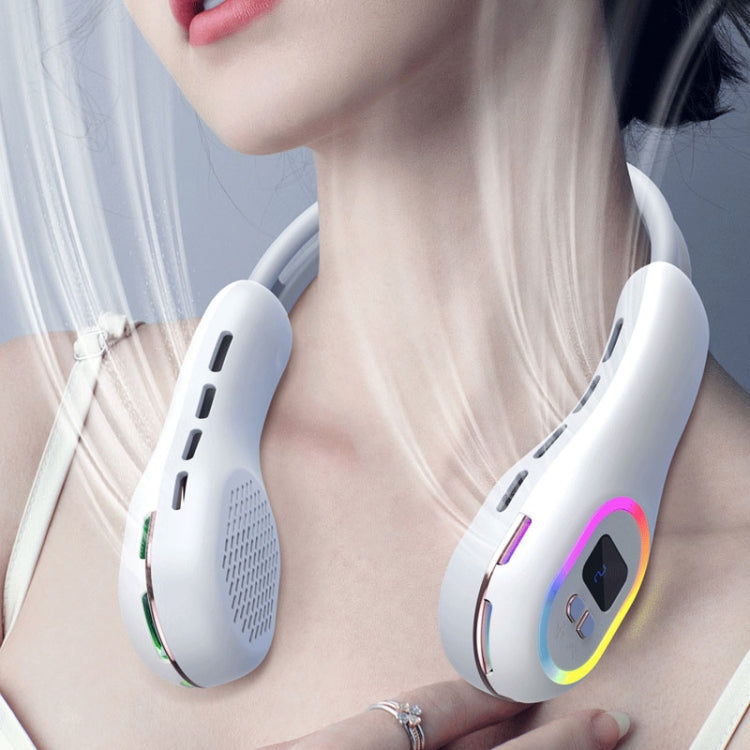S57 Outdoor Sports RGB Hanging Neck Fan Folding Portable Mini Bladeless USB Fan, S57 Element White, S57 Mint Green, S57 Clove purple