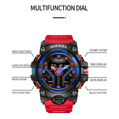SMAEL 8075 Multi-function Waterproof Night Light Outdoor Watch