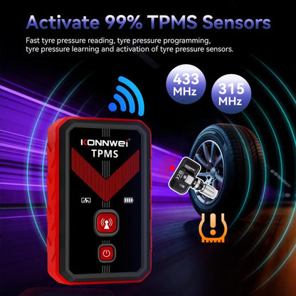 KONNWEI Tire Pressure Monitoring System Connector Supports Bluetooth Version 5.2, TK100+Sensor+OBD