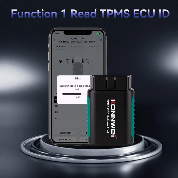 KONNWEI Tire Pressure Monitoring System Connector Supports Bluetooth Version 5.2, TK100+Sensor+OBD