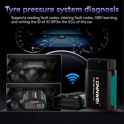 KONNWEI Tire Pressure Monitoring System Connector Supports Bluetooth Version 5.2, TK100+Sensor+OBD