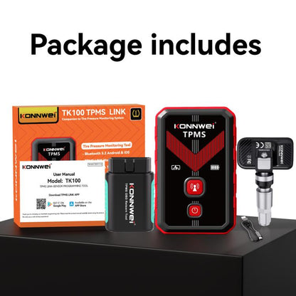 KONNWEI Tire Pressure Monitoring System Connector Supports Bluetooth Version 5.2, TK100+Sensor+OBD