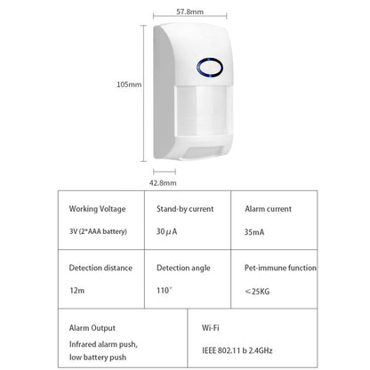 Tuya Smart App WiFi Infrared Alarm Smart Home Human Body Infrared Detector PIR, Infrared Detector PIR