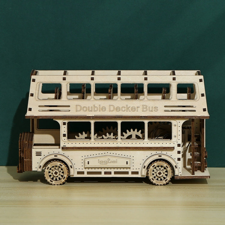 Double Decker Bus 3D Wooden Puzzle Toys DIY Handmade Ornaments, Double Decker Bus