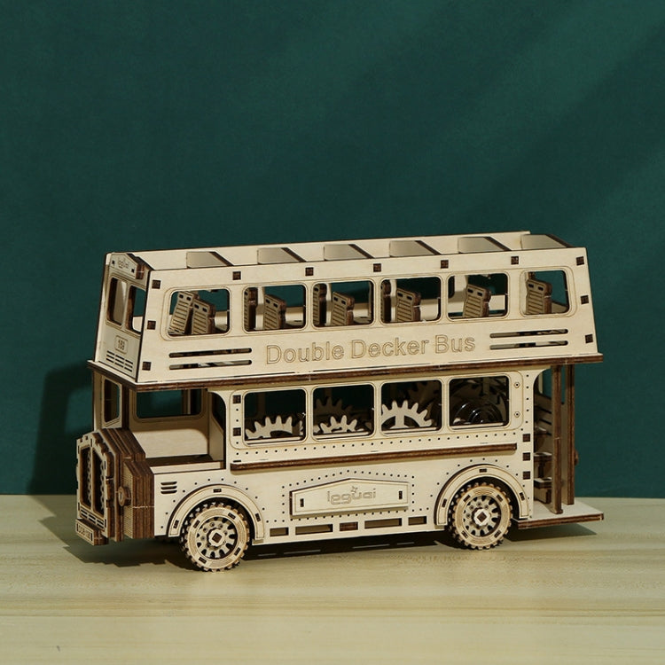 Double Decker Bus 3D Wooden Puzzle Toys DIY Handmade Ornaments, Double Decker Bus