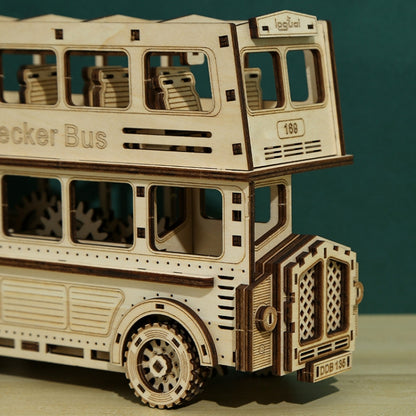 Double Decker Bus 3D Wooden Puzzle Toys DIY Handmade Ornaments, Double Decker Bus