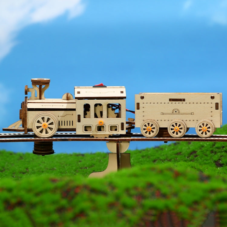 Electric Track Train 3D Wooden Puzzle Model DIY Handmade Ornaments, Electric Track Train