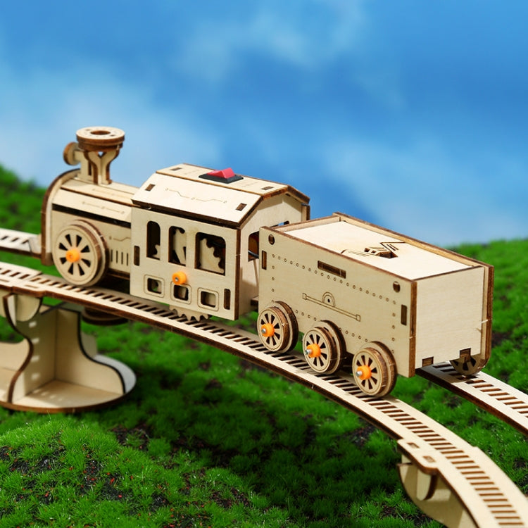 Electric Track Train 3D Wooden Puzzle Model DIY Handmade Ornaments, Electric Track Train