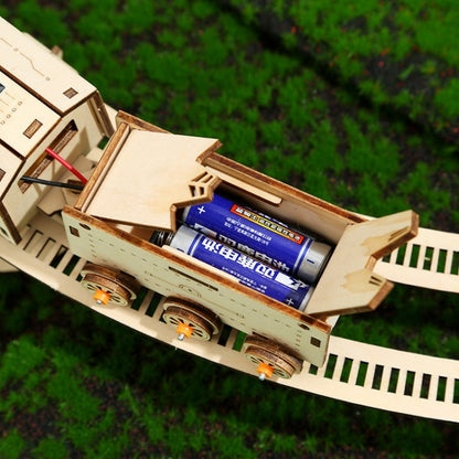 Electric Track Train 3D Wooden Puzzle Model DIY Handmade Ornaments, Electric Track Train