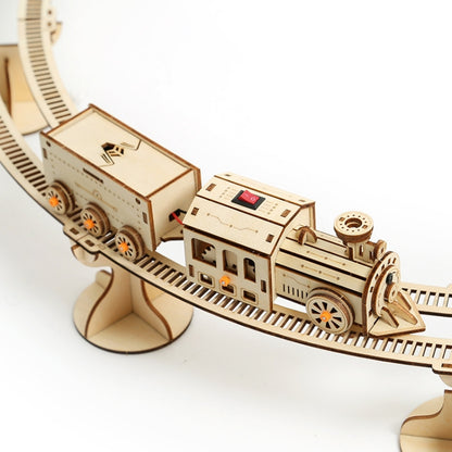 Train Rail Car 3D Wooden Puzzle Model DIY Handmade Ornaments, Train Rail Car