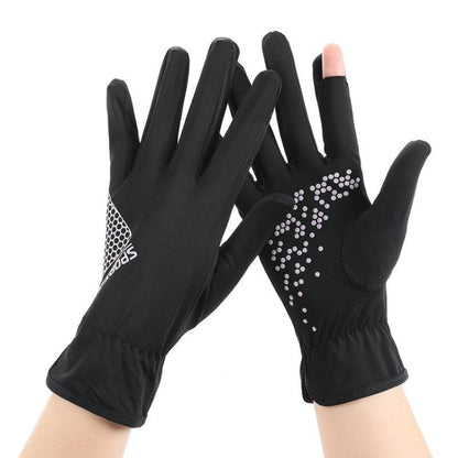 1pair Driving Sunscreen Anti-ultraviolet Thin Summer Ice Silk Dew Finger Non-slip Riding Gloves, Free Size