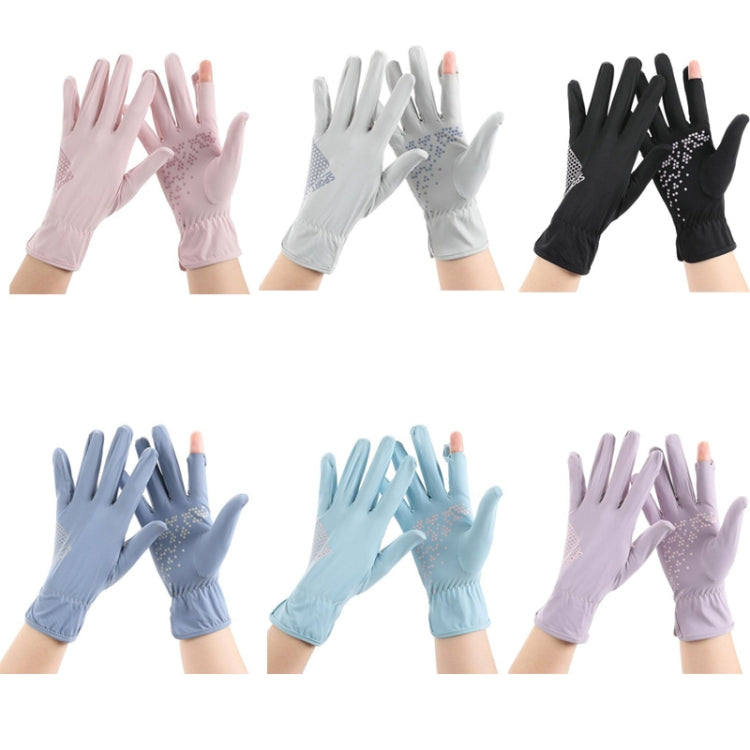 1pair Driving Sunscreen Anti-ultraviolet Thin Summer Ice Silk Dew Finger Non-slip Riding Gloves, Free Size