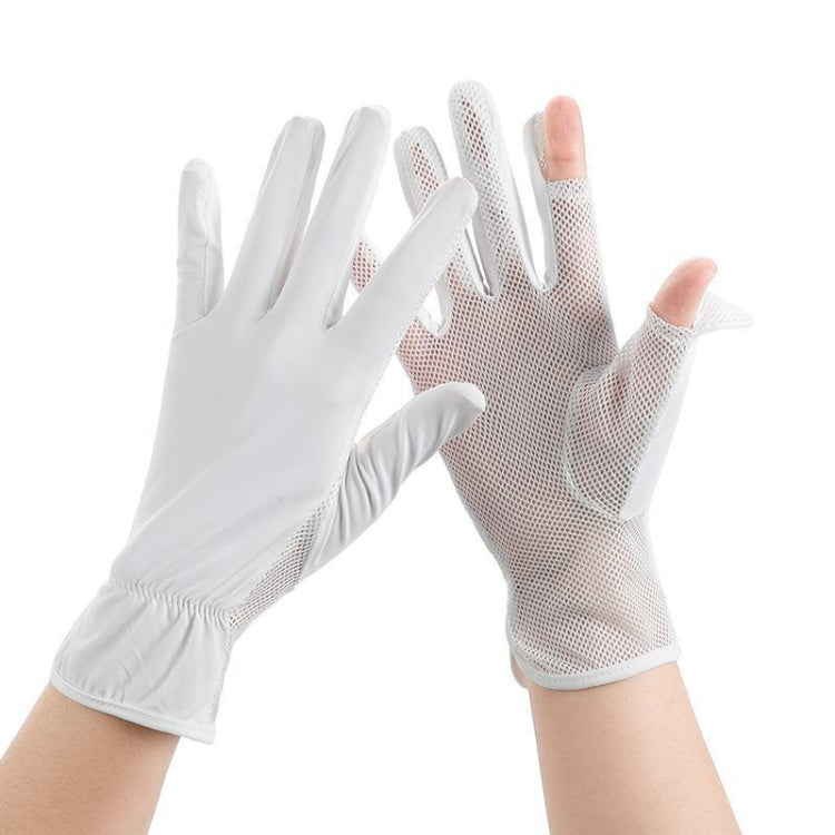 1pair Summer Sunscreen Breathable Thin Anti-ultraviolet Finger Fishing Ice Silk Gloves, Free Size