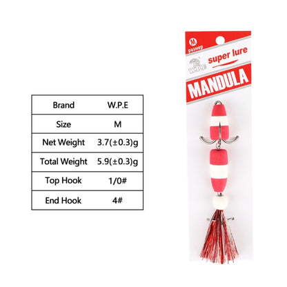 W.P.E PMG-M Foam Hook Soft Worm Bait Three Anchor Hook Fake Lures, M