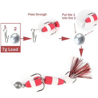 W.P.E PMG-M Foam Hook Soft Worm Bait Three Anchor Hook Fake Lures, M