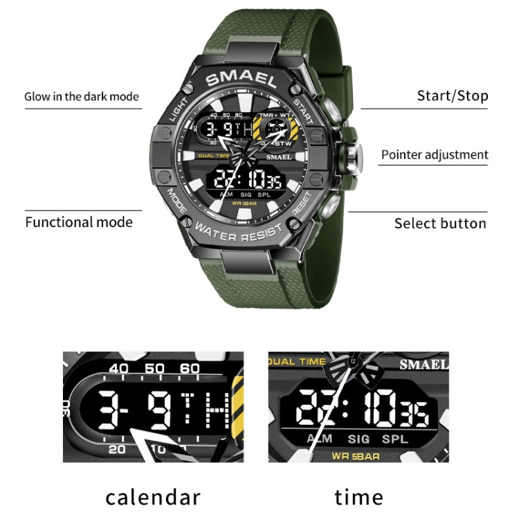 SMAEL 8066 Outdoor Electronic Sports Watch Alloy Colorful Multifunctional Men Watch