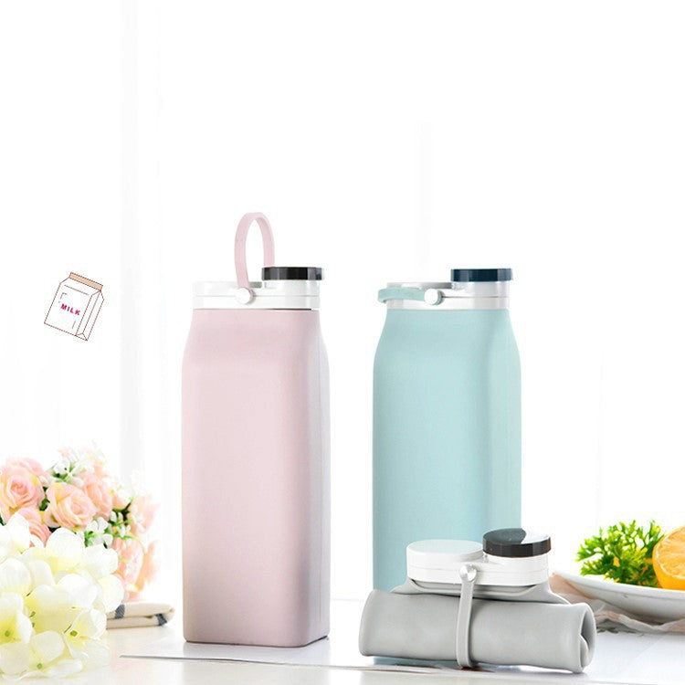 Outdoor Sports Portable Silicone Folding Water Cup Minimalist Travel Large Capacity Milk Bottle, 600ml
