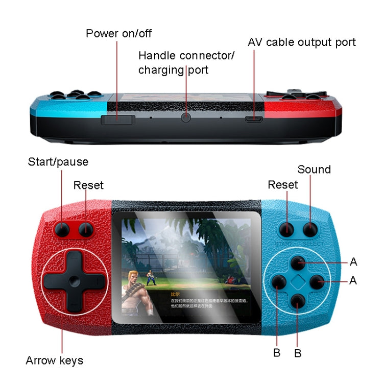 F1 3 Inch Horizontal Screen 620 In 1 Large Screen Pocket Console, Style:, Single Player Red Blue, Single Player Red Yellow, Single Player Black, Double Player Red Blue, Double Player Red Yellow, Double Player Black