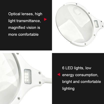 TS-9006 2.25X/5X USB Rechargeable Two-gears Brightness LED Light Desk Magnifier, 2.25X/5X