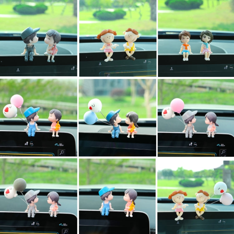 Car Ornament Ornament Lovely Kissing Couple Doll, Color:, Blue, Gray, Reading, Clever, Blue+Balloon, Blue+Blue White Balloon, Gray+Balloon, Gray+Gray Balloon, Reading+Balloon, Clever+Balloon, Stool Blue Couple, Stool Gray Couple, Stool Reading Couple