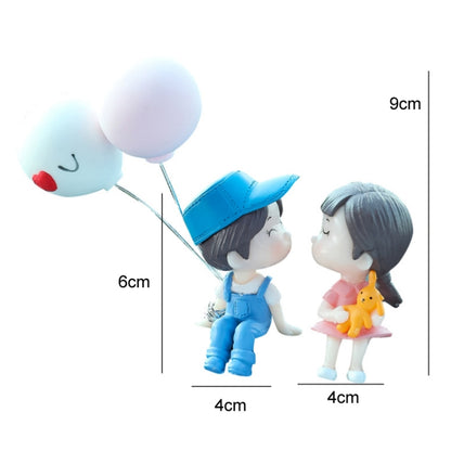 Car Ornament Ornament Lovely Kissing Couple Doll, Color:, Blue, Gray, Reading, Clever, Blue+Balloon, Blue+Blue White Balloon, Gray+Balloon, Gray+Gray Balloon, Reading+Balloon, Clever+Balloon, Stool Blue Couple, Stool Gray Couple, Stool Reading Couple